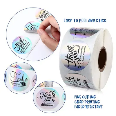 Custom Printed Self-Adhesive Roll Labels, Transparent Packaging Seal Stickers