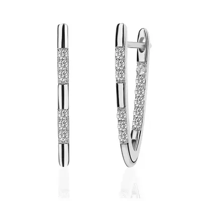 New fashion micro-plated zircon V-shaped premium earrings for women, personalized geometric ear jewelry, personalized niche elegant trend - 7