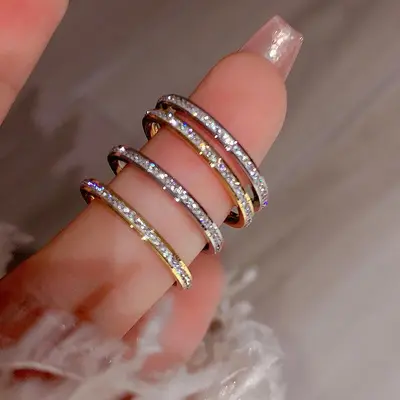 Titanium steel zirconia stone women's ring