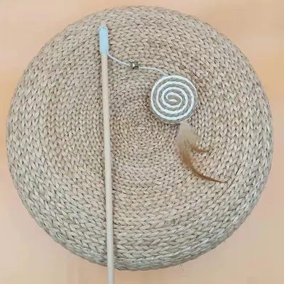 Feather Teaser Wand with Bell and Wooden Stick for Cats - 12