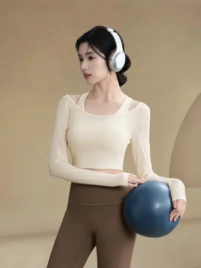 Women's yoga suit set, long sleeve, pilates training