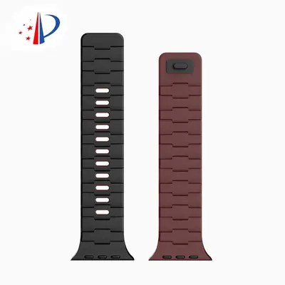 Hermes-Pattern Silicone Magnetic Strap for Apple Watch 4-9 and S10 - 12