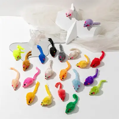 Plush Mouse Toy Set with Feathers, Scratch and Bite Resistant Cat Toy, Catnip - 2