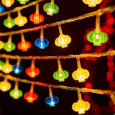 Solar Red Lantern LED String Lights, Outdoor Spring Festival Decor - 9