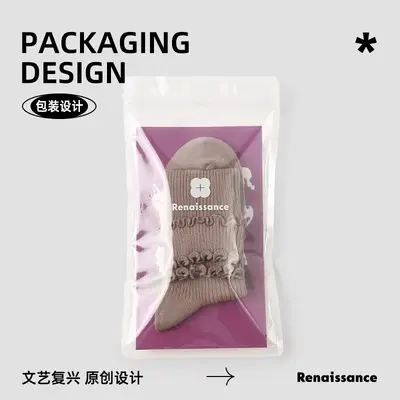 Women's Mid-Calf Lace Socks, Solid Dopamine Colour, Spring and Autumn