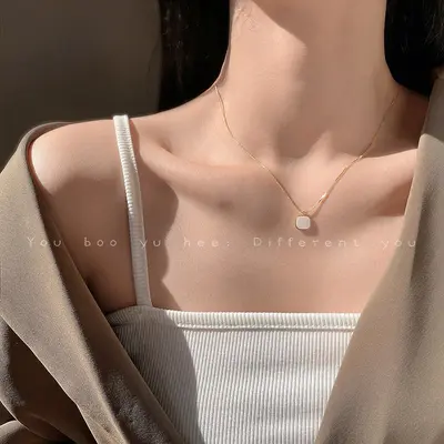 Tek taş kolye kadın zincir minimal tasarım - 11