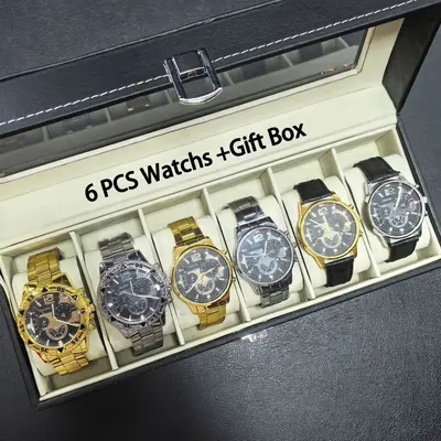 Men's watch set, 6-piece boxed, luxury, quartz, luminous dial - 9
