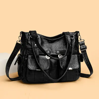 Soft Leather Large Capacity Women's Shoulder Bag - 2