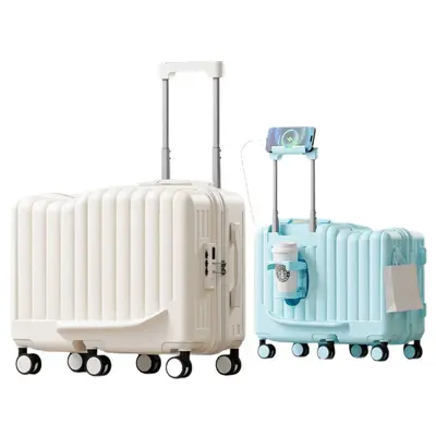 Kinderkoffer mit Sitzfunktion Mädchen Trolley Reisegepäck 20 Zoll Handgepäck Jungen Reisekoffer kleine Lederkoffer - 6