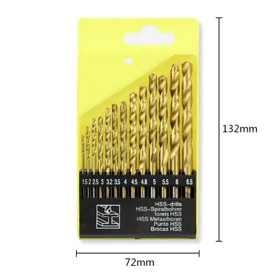 Xinsentuo 13 Piece Titanium Coated Twist Drill Bit Set for Wood and Metal - 7