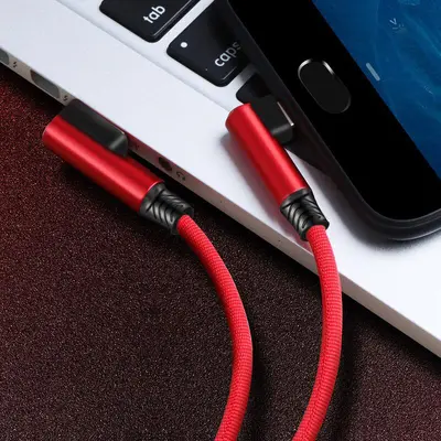 Çift dirsek tipi-c veri kablosu Android pamuklu kumaş Apple iphone için uygun pamuklu kumaş cep telefonu şarj kablosu