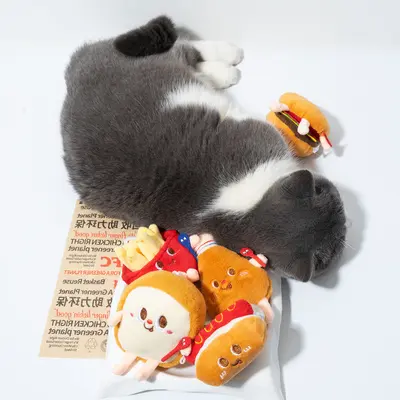 Catnip Chew Toy in Hamburger and Drumstick Shape