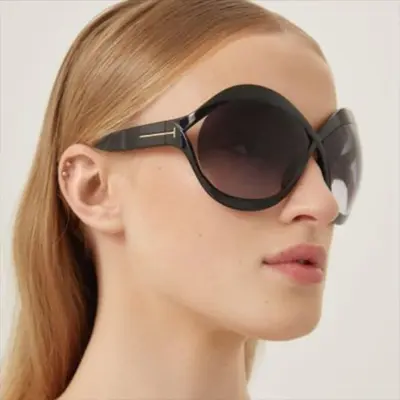 Oversized T-Frame Sunglasses, Round Frame, UV Protection Women's Style - 4