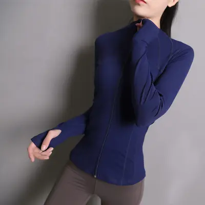Women's Long Sleeve Running Jacket, Quick-Dry Sports Outerwear, White - 3