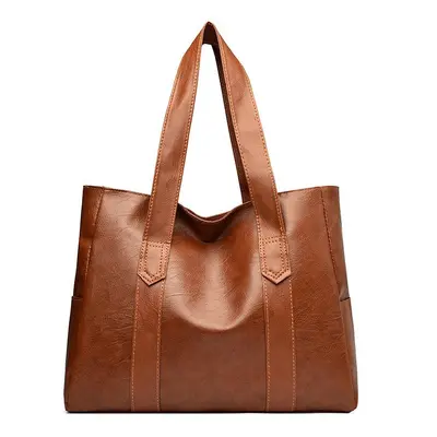 Women's Large Soft Leather Tote Bag - 8