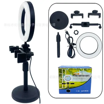Herstellerversorgung 16cm 6-Zoll LED-Ringlicht Dual-Position Handy-Videolampe Live-Streaming Selfie Beauty Desktop-Stativ