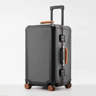 28 Inch Retro Aluminum Frame Trolley Case, Silent Wheels, Combination Lock - 8
