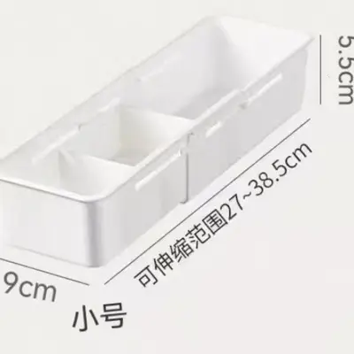 3合1伸缩抽屉收纳盒多功能收纳整理家用桌面塑料梳妆台透明储物盒 - 9
