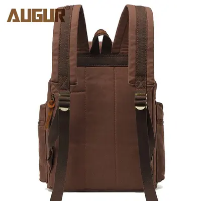 AUGUR Alge Canvas Retro Men's Backpack with Computer Compartment, Student Bag - 5