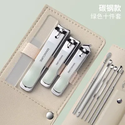 Nail scissors set, anti-splash, diagonal tweezers, pedicure tool - 10