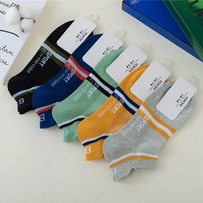 [Cotton antibacterial and deodorant] Socks pure cotton men's spring and summer short boat socks solid color independent packaging supermarket wholesale - 5