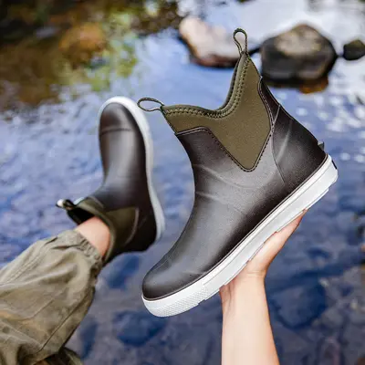 Herren-Regenstiefel braun, wasserdicht, verschleißfest, flach - 4