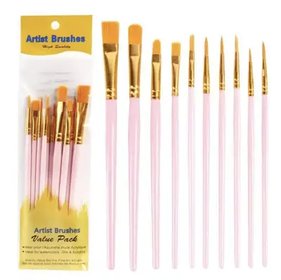 Nylon-Haarpinsel-Set 10er Kunststoffstiel Acryl- und Ölmalerei - 8