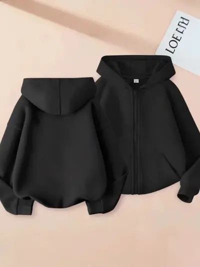 Kids' Hooded Sweatshirt, Zip-Up, Loose Fit, Spring/Autumn