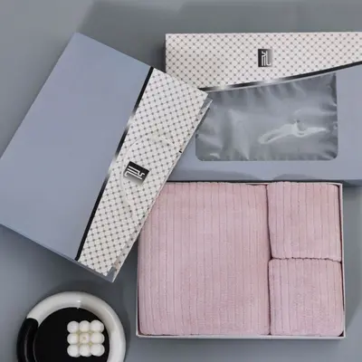 Coral fleece towel set, 3-piece, absorbent, gift box - 8