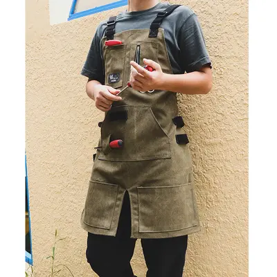 Kot kanvas bahçıvan önlüğü, erkek ve kadın için açık hava iş önlüğü
