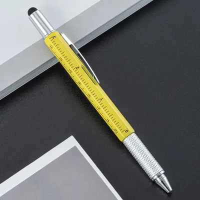 6-in-1 Multifunctional Plastic Tool Pen with Level, Ruler and Screwdriver - 12