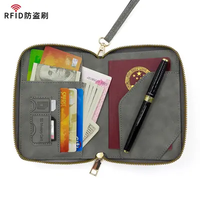 Grenzüberschreitende neue RFID-Antimagnetische Reisepassmappe mit Reißverschluss Reisepass-Aufbewahrungsbox Multifunktionale Münzaufbewahrung Dokumententasche Großhandel