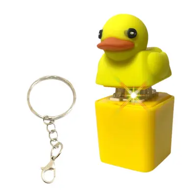 Yellow Duck Keychain with Bird Button, Stress Relief, Sound