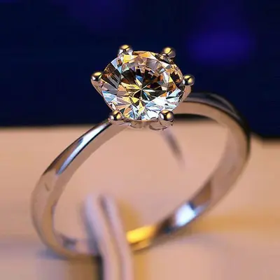 Sechszackiger Moissanit-Ring, Verlobung, Paarstil - 1