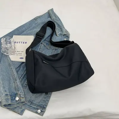2025 summer new style simple and versatile university student solid color comfortable sports backpack shoulder bag men's lightweight crossbody bag women's - 7