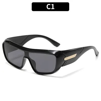Oversize-Herrensonnenbrille mit einteiligen Gläsern im Retro-Stil und UV-Schutz - 6