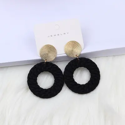12-Color Bohemian Geometric Round Spray-Painted Earrings - 8