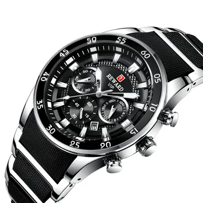 REWARD81011 Men's Multifunction Sport Watch with Calendar and Steel Strap