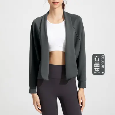 Athena lulu Sand-Washed Air Layer Long Sleeve Shawl Women Modal Naked-Feel Loose Cardigan Yoga Wear Top - 8
