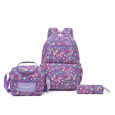 New Cross-border Color 3-in-1 Dual Shoulder Backpack Versatile Student School Bag Large Capacity Insulated Lunch Bag Pencil Case - 8