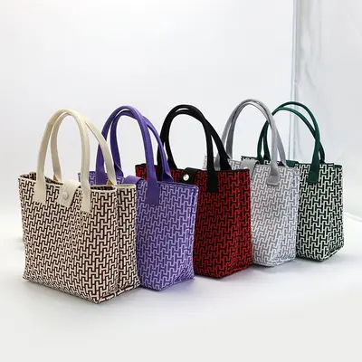 Knitted Tote Bag, Large Capacity, Korean Style Handbag