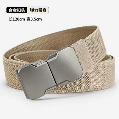 Cross-border Men's Nylon Canvas Tactical Belt with Elastic Webbing and Buckle for Outdoor Training and Casual Wear - 10