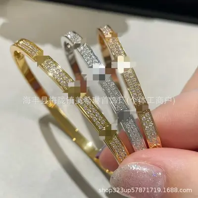 Diamond-coated love bracelet, 18K rose gold