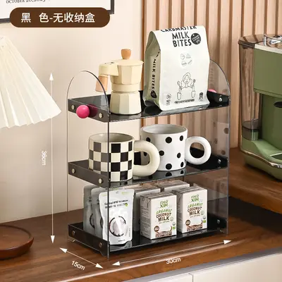 Cosmetics storage rack, desktop, with cup and tea bag compartments - 9