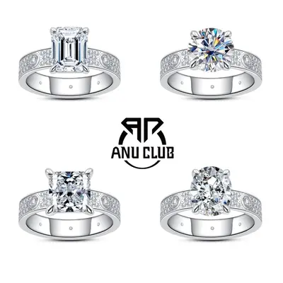 3 Carat Fancy-Cut D Color Moissanite Ring, Copper Gold-Plated Wide Band for Women