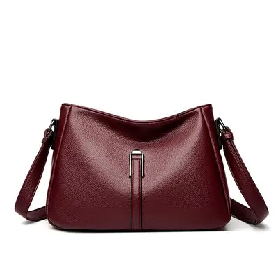 Soft Leather Middle-Aged Mom Bag with Large Capacity - 7