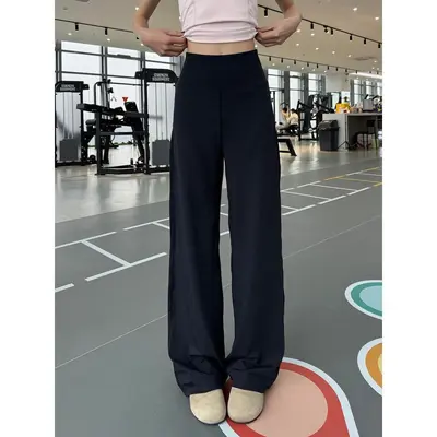 速干运动裤女春夏薄款高腰提臀大码宽松显瘦普拉提瑜伽健身阔腿裤