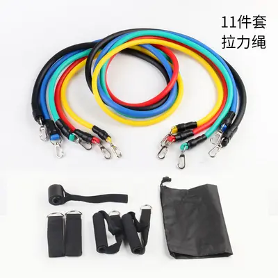 厂家直供多功能11件套拉力绳拉力器拉力带弹力绳健身套装训练带