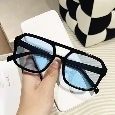Eckige Piloten-Sonnenbrille mit Doppelsteg und Ocean-Linse - 8