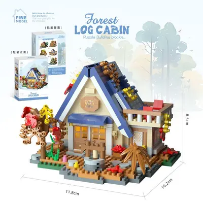 DIY Wooden Forest Log Cabin Building Block Set for Children - 13